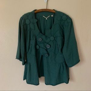 Anthropologie Knitted & Knotted Teal Sweater Sz S